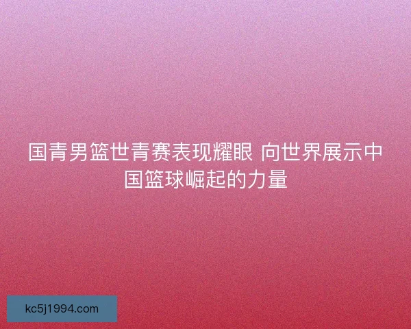 国青男篮世青赛表现耀眼 向世界展示中国篮球崛起的力量