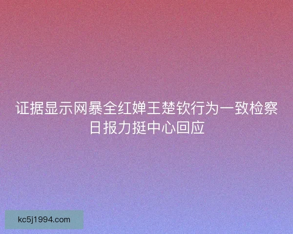 证据显示网暴全红婵王楚钦行为一致检察日报力挺中心回应